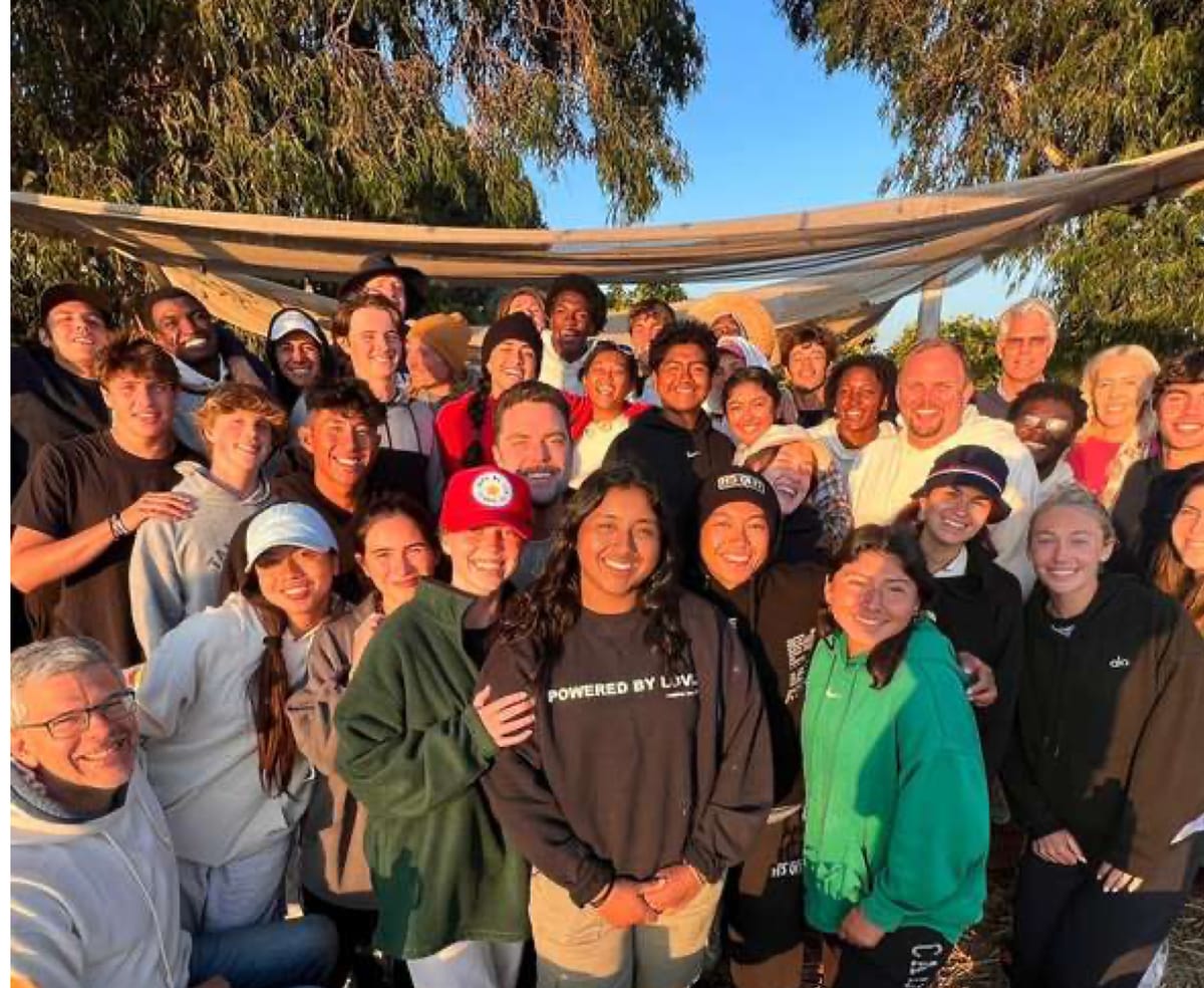 Students and mentors from the foundation's leadership program together at a retreat